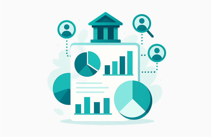 Image of graphs, with a government building gon top