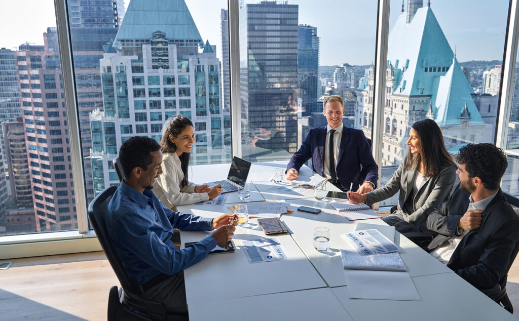 Picture of people on a meeting in an office