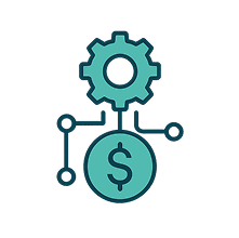 Image of a gear with a money icon on the bottom