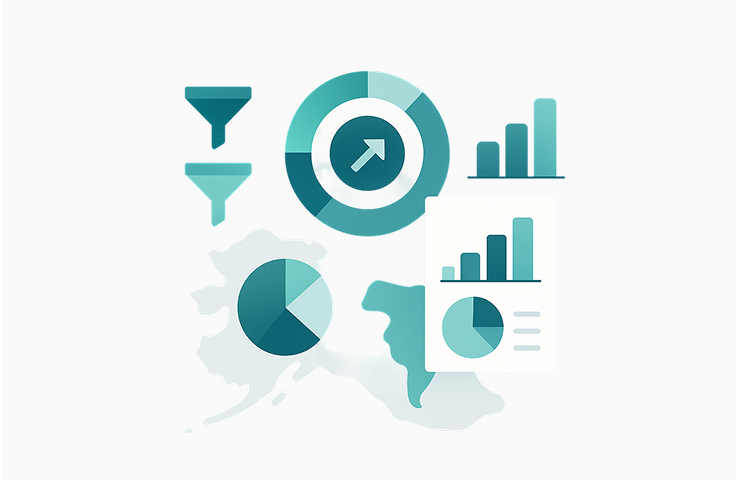 Image of a map on the background, with graphs and data on top of it