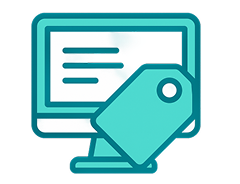 Image of a computer with a tag in front of it