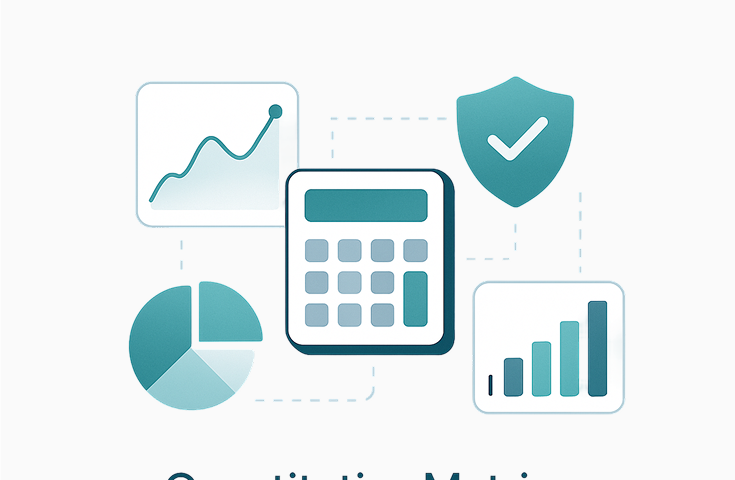 Image of a calculator, surrounded by graphs and data