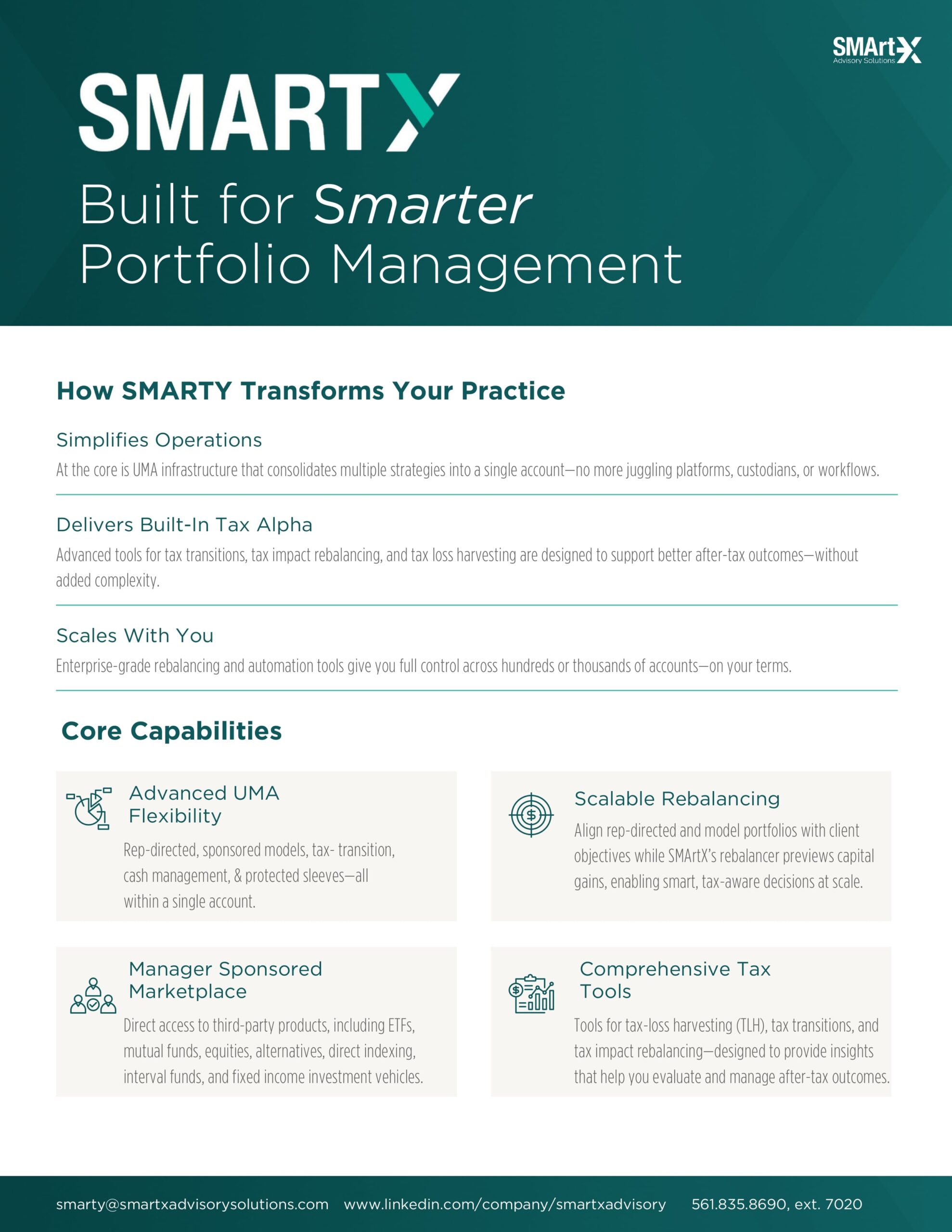 SMArtY Overview brochure, part of Wealth Management, where you can discover how our SMArtY platform transforms your wealth management firm with advanced UMA features, comprehensive tax tools, a manager-sponsored marketplace, and more.