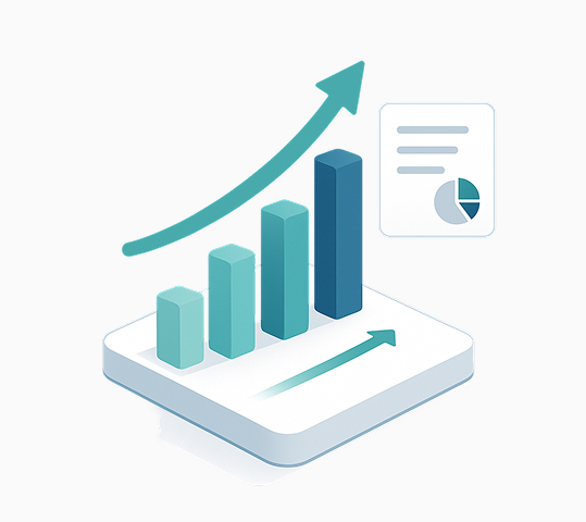 Image of a bar chart on the rise representing Scalable Tech, meaning SMArtX and SMArtY are both highly scalable solutions that adapt to your firm&rsquo;s needs, whether you manage 10 or 1,000 portfolios.