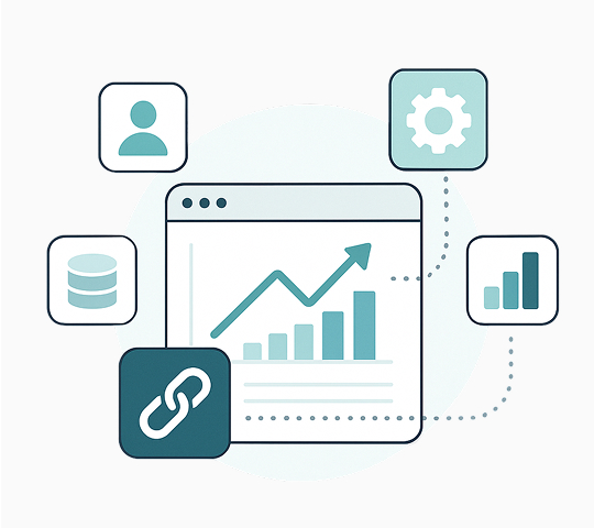 Image of a computer screen showing several icons representing that SMArtX can seamlessly integrate with your existing technology