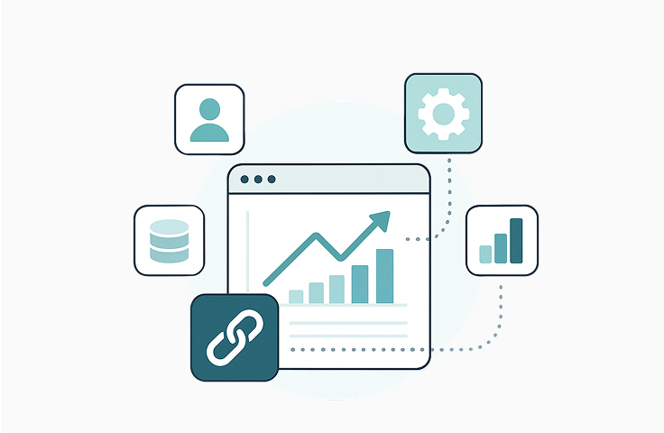 Image of a website, connected to several icons, representing Seamless Integrations, one of SMartX's goals, which integrates seamlessly with large-scale custodial platforms like BNY Mellon