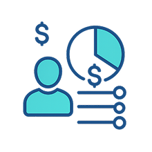 Image of a person, seeing a graph of profit