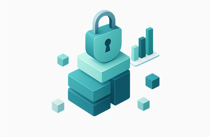 Image of a lock on top of data, representing  one of SMartX's goals: Secure and Scalable The SMArtX and BillPro interfaces are highly secure, with built-in compliance features for your peace of mind.
