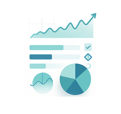 Image of a piece of paper showing several graphs, demonstrating improvement on a website