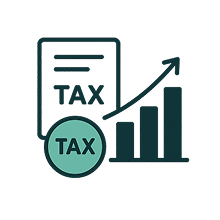 Image that says "Tax" on a piece of paper with a graph showing improvement