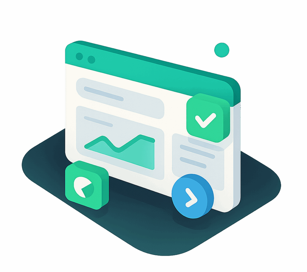 Image of a computer on website, with social media icons next to it